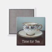 Elegant Time for Tea Teacup Magneet (Voorkant / Achterkant)