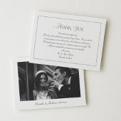 Elegant Timeless Black and White Wedding Photo Bedankkaart