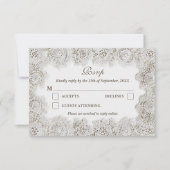 Elegant Timeless Lace Frame QR Code Wedding  RSVP Kaartje (Voorkant)