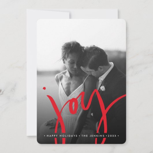 Elegant Timeless Simple JOY | RODE FEESTDAGEN FOTO Feestdagenkaart (Voorkant)