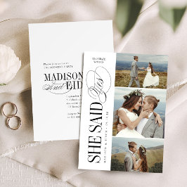 Elegant Timeless Typography 3 photo Engagement Kaart