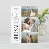 Elegant Timeless Typography 3 photo Engagement Kaart (Staand voorkant)