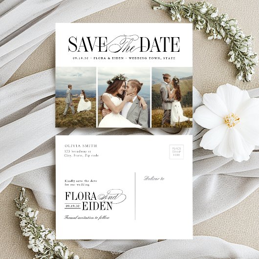 Elegant Timeless Typography 3 photo Save The Date Briefkaart