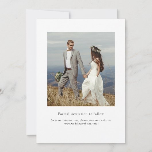 Elegant Timeless Typography 4 photo  Save The Date (Achterkant)