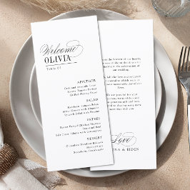 Elegant Timeless Typography Guest Name Wedding Menu