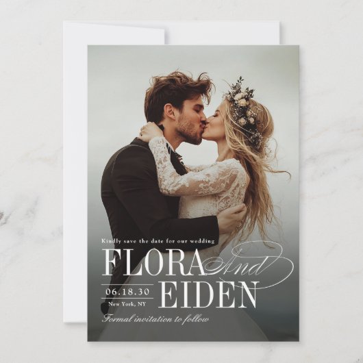 Elegant Timeless Typography Photo Save The Date (Voorkant)
