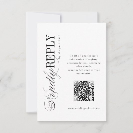 Elegant Timeless Typography Simple QR code wedding RSVP Kaartje (Voorkant)