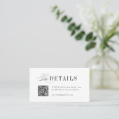 Elegant Timeless Typography Simple Wedding Details Plaatskaartje (Staand voorkant)