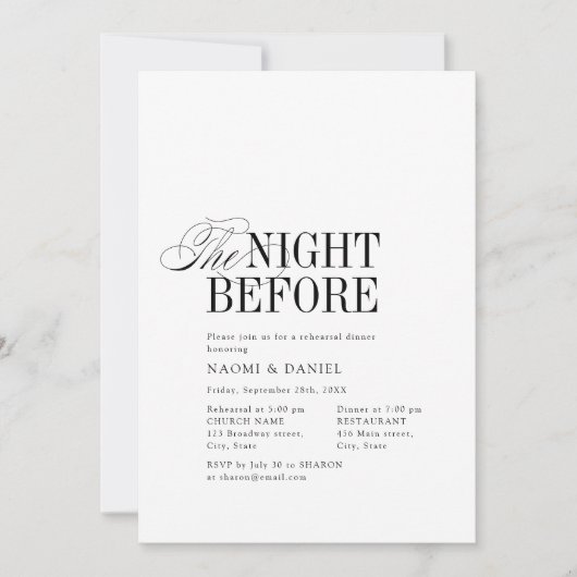 Elegant Timeless Typography The Night Before Kaart (Voorkant)