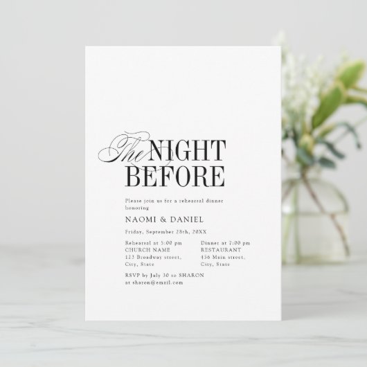 Elegant Timeless Typography The Night Before Kaart (Staand voorkant)