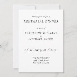 Elegant Timeless Wedding Rehearsal Invitations Kaart