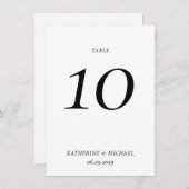 Elegant Timeless White Large Wedding Table Number Kaart (Voorkant / Achterkant)