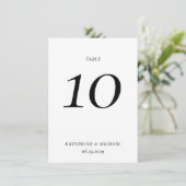 Elegant Timeless White Large Wedding Table Number Kaart (Staand voorkant)