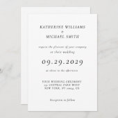 Elegant Timeless White Wedding Invitations Kaart (Voorkant / Achterkant)