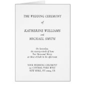 Elegant Timeless White Wedding Program Note Cards (Voorkant)