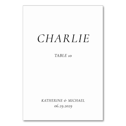 Elegant Timeless White Wedding Table Cards Kaart (Voorkant)