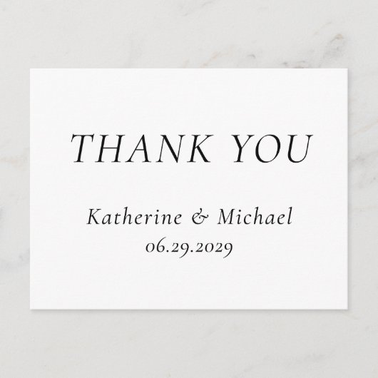 Elegant Timeless White Wedding Thank You Postcards Briefkaart (Voorkant)