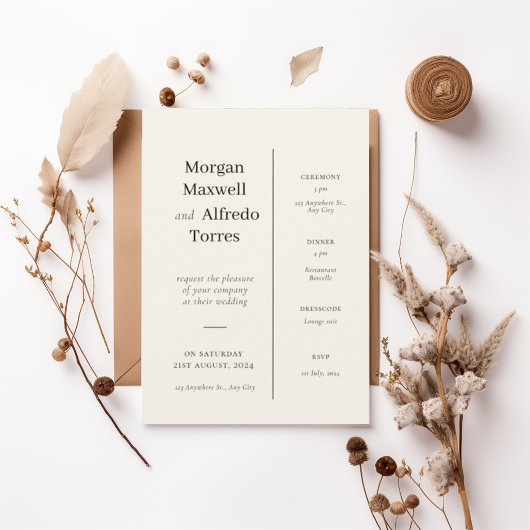 Elegant Timeline Ceremony & Reception Details Kaart