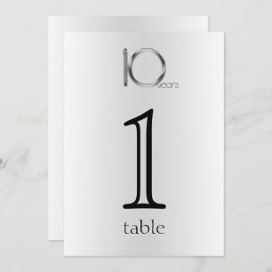 Elegant Tin 10th Jubileum Table Number Kaart