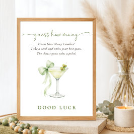 Elegant Tini One Baby Shower Spel Raad Hoeveel Poster