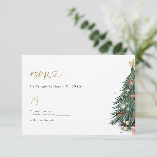 Elegant Tis The Season To Be Married Wedding RSVP Kaartje (Staand voorkant)
