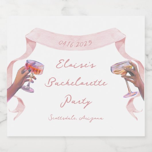 Elegant Toast - Schattigee aangepaste vrijgezelle Sparkling Wijnetiket (Enkel label)