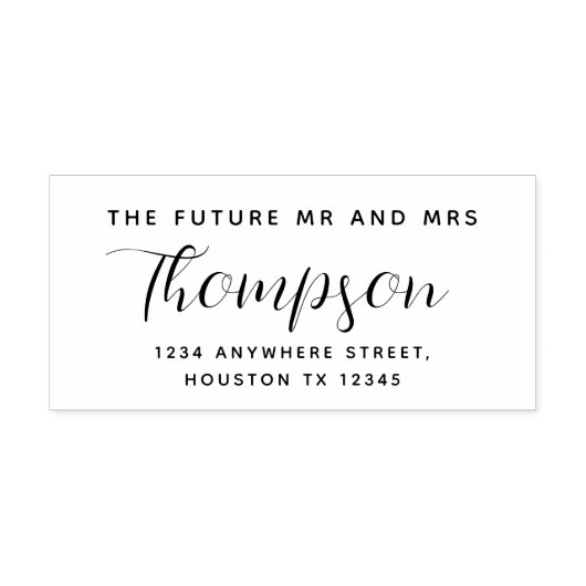 Elegant toekomstig Mr. Mrs Script Naam Retouradres Zelfinktende Stempel (Design)