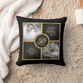 Elegant "toen en nu" Black en Gold 50th Wedding Kussen (Deken)