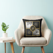 Elegant "toen en nu" Black en Gold 50th Wedding Kussen (Stoel)