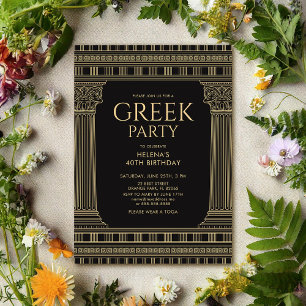 Elegant toga-feestontwerp met tempelzuilen kaart