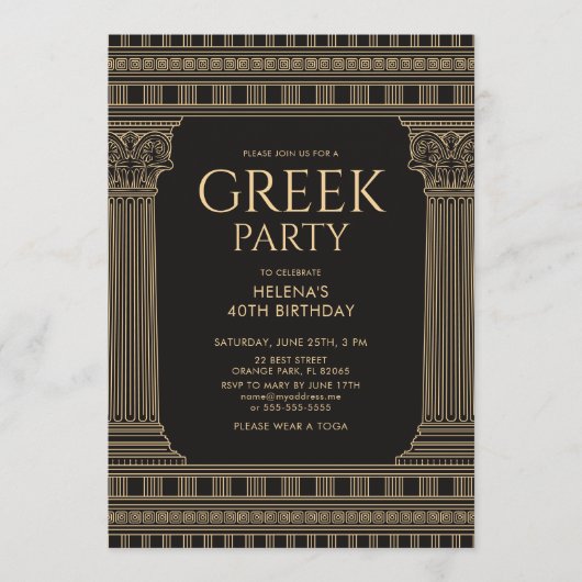 Elegant Toga Party ontwerp met tempelkolommen Kaart (Voorkant)