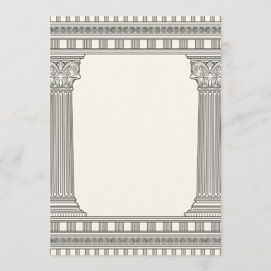 Elegant Toga Party ontwerp met tempelkolommen Kaart (Achterkant)