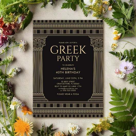 Elegant Toga Party ontwerp met tempelkolommen Kaart