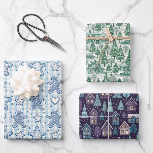 Elegant Toile Christmas Winter Holiday Pattern Inpakpapier Vel (Voorkant)