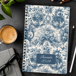 Elegant toile de jouy blauw monogram planner
