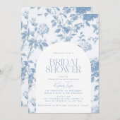 Elegant Toile de Jouy Blue Hydrangea Vrijgezellenf Kaart (Voorkant / Achterkant)