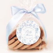 Elegant Toile de Jouy Safari Blauw Baby shower Ronde Sticker