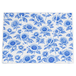Elegant Toile du Jouy Sunflowers – Blue Botanical  Groot Cadeauzakje
