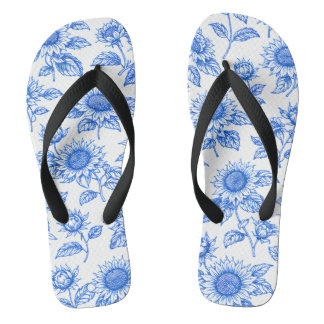 Elegant Toile du Jouy Sunflowers – Blue Botanical Teenslippers