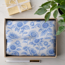 Elegant Toile du Jouy Sunflowers – Blue Botanical  Tissuepapier