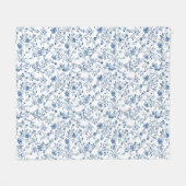 Elegant Toile Floral Pattern Blue and White Fleece Deken (Voorkant (Horizontaal))