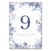 Elegant Toile Frans Blauw Bloemen Tafelnummer (Achterkant)