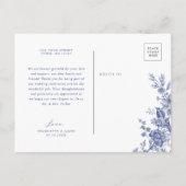 Elegant Toile Frans Blauw Dank u briefkaart (Achterkant)