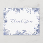 Elegant Toile Frans Blauw Dank u briefkaart (Voorkant)