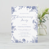 Elegant Toile Frans Blauw toilet housewarming part Kaart (Staand voorkant)