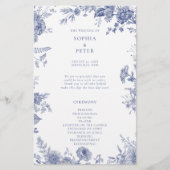 Elegant Toile Franse Blauwe Bloemen Ceremonie Prog (Voorkant)