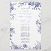 Elegant Toile Franse Blauwe Bloemen Ceremonie Prog (Achterkant)