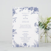 Elegant Toile Franse Blauwe Bloemen Ceremonie Prog (Staand voorkant)