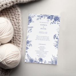 Elegant Toile Franse Blauwe Bloemen Ceremonie Prog