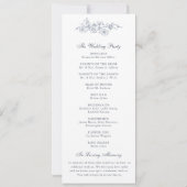 Elegant toile monogram blauwe kam weddingprogramma (Achterkant)